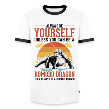 Always be yourself Komodo Dragon Komodo Dragons - Men's Ringer Shirt - white/black - Front - AI Model Female 172 light (172cm) & AI Model Male 178 dark (178cm)