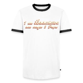 Badminton saying badminton - Men's Ringer Shirt - white/black - Front - AI Model Female 172 light (172cm) & AI Model Male 178 dark (178cm)
