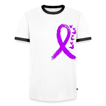 Your fight against Military Kids Awareness - Men's Ringer Shirt - white/black - Front - AI Model Female 172 light (172cm) & AI Model Male 178 dark (178cm)