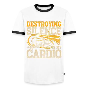 Euphonium Eufonium Destroying Silence Is My Cardio - Men's Ringer Shirt - white/black - Front - AI Model Female 172 light (172cm) & AI Model Male 178 dark (178cm)