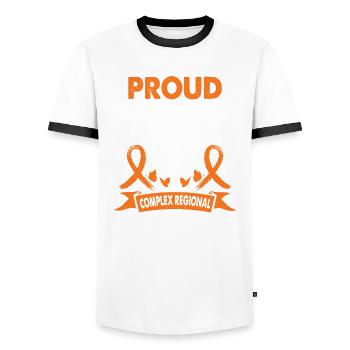 Wife of Crps Warrior Awareness Month Orange - Men's Ringer Shirt - white/black - Front - AI Model Female 172 light (172cm) & AI Model Male 178 dark (178cm)