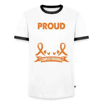 Mom of Crps Warrior Awareness Month Orange Band - Men's Ringer Shirt - white/black - Front - AI Model Female 172 light (172cm) & AI Model Male 178 dark (178cm)