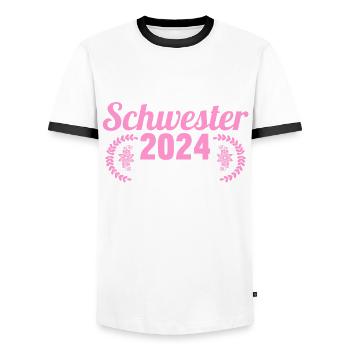 Werdende Schwester 2024 - Männer Kontrast-T-Shirt - Weiß/Schwarz - Vorne - AI Model Female 172 light (172cm) & AI Model Male 178 dark (178cm)