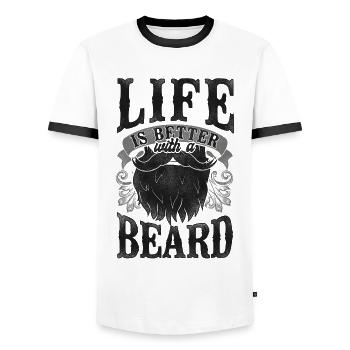 Beard Lover Bearded Man Life Is - Men's Ringer Shirt - white/black - Front - AI Model Female 172 light (172cm) & AI Model Male 178 dark (178cm)