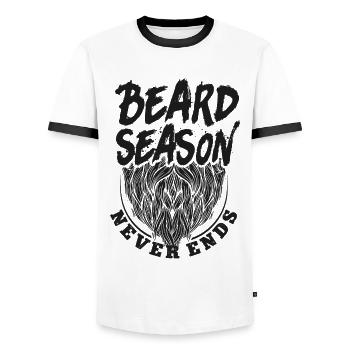 Beard Lover Bearded Man Beard - Men's Ringer Shirt - white/black - Front - AI Model Female 172 light (172cm) & AI Model Male 178 dark (178cm)