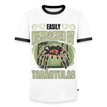 Easily distracted by Tarantulas Tarantel - Männer Kontrast-T-Shirt - Weiß/Schwarz - Vorne - AI Model Female 172 light (172cm) & AI Model Male 178 dark (178cm)