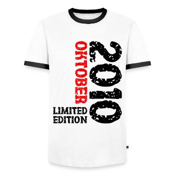2010 Oktober Limited Edition 13. Geburtstag Deko - Männer Kontrast-T-Shirt - Weiß/Schwarz - Vorne - AI Model Female 172 light (172cm) & AI Model Male 178 dark (178cm)