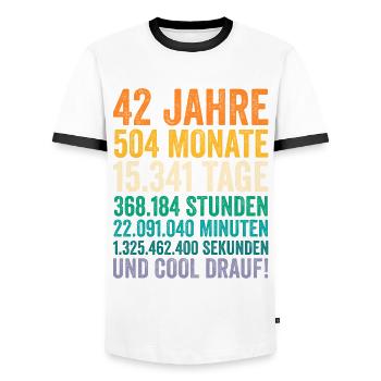 42 Jahre Zweiundvierzigster Geburtstag - Männer Kontrast-T-Shirt - Weiß/Schwarz - Vorne - AI Model Female 172 light (172cm) & AI Model Male 178 dark (178cm)