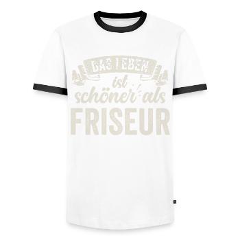 Lustige Friseur Frisör Haare Stylist Salon - Männer Kontrast-T-Shirt - Weiß/Schwarz - Vorne - AI Model Female 172 light (172cm) & AI Model Male 178 dark (178cm)