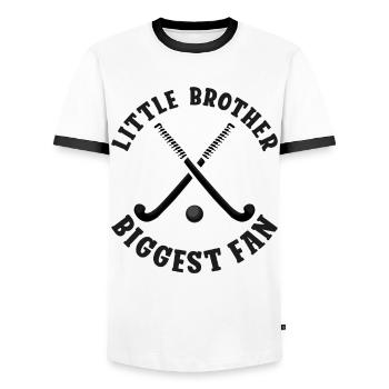 Field Hockey Little Brother - Männer Kontrast-T-Shirt - Weiß/Schwarz - Vorne - AI Model Female 172 light (172cm) & AI Model Male 178 dark (178cm)