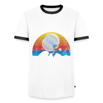 Zorbing Addict, Zorbing - T-shirt contrasté Homme - blanc/noir - Devant - AI Model Female 172 light (172cm) & AI Model Male 178 dark (178cm)