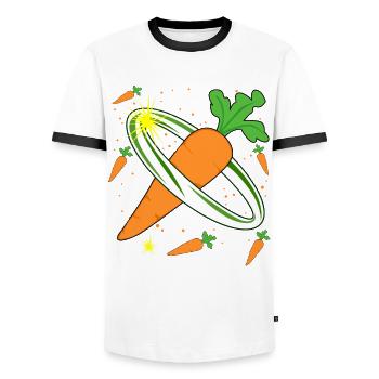 Carotte dans l’espace Carottes - T-shirt contrasté Homme - blanc/noir - Devant - AI Model Female 172 light (172cm) & AI Model Male 178 dark (178cm)