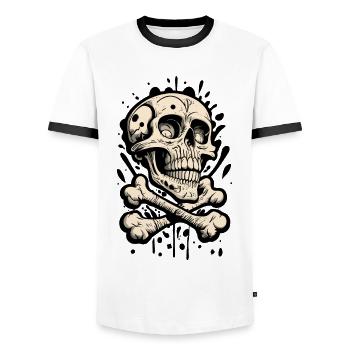 Totenkopf Skull And Bones Totenschädel - Männer Kontrast-T-Shirt - Weiß/Schwarz - Vorne - AI Model Female 172 light (172cm) & AI Model Male 178 dark (178cm)