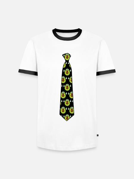 Avocado Tie with Avocados - Männer Kontrast-T-Shirt - Weiß/Schwarz