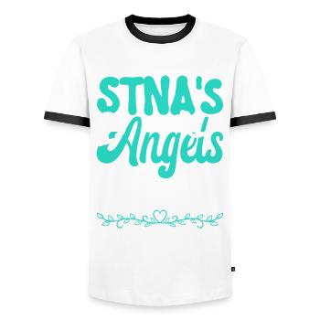 Altenpflegehelfer Pflegehelfer Pflegehelferin - Männer Kontrast-T-Shirt - Weiß/Schwarz - Vorne - AI Model Female 172 light (172cm) & AI Model Male 178 dark (178cm)