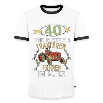 40 Geburtstag Traktor Treker Bauer Trecker Rentner - Männer Kontrast-T-Shirt - Weiß/Schwarz - Vorne - AI Model Female 172 light (172cm) & AI Model Male 178 dark (178cm)