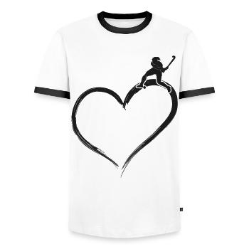 Field Hockey Heart - Männer Kontrast-T-Shirt - Weiß/Schwarz - Vorne - AI Model Female 172 light (172cm) & AI Model Male 178 dark (178cm)