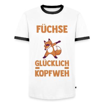 Fuchs - Männer Kontrast-T-Shirt - Weiß/Schwarz - Vorne - AI Model Female 172 light (172cm) & AI Model Male 178 dark (178cm)