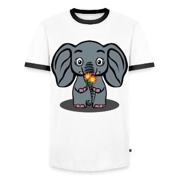 Elephant with Flowers Elephants - Männer Kontrast-T-Shirt - Weiß/Schwarz - Vorne - AI Model Female 172 light (172cm) & AI Model Male 178 dark (178cm)