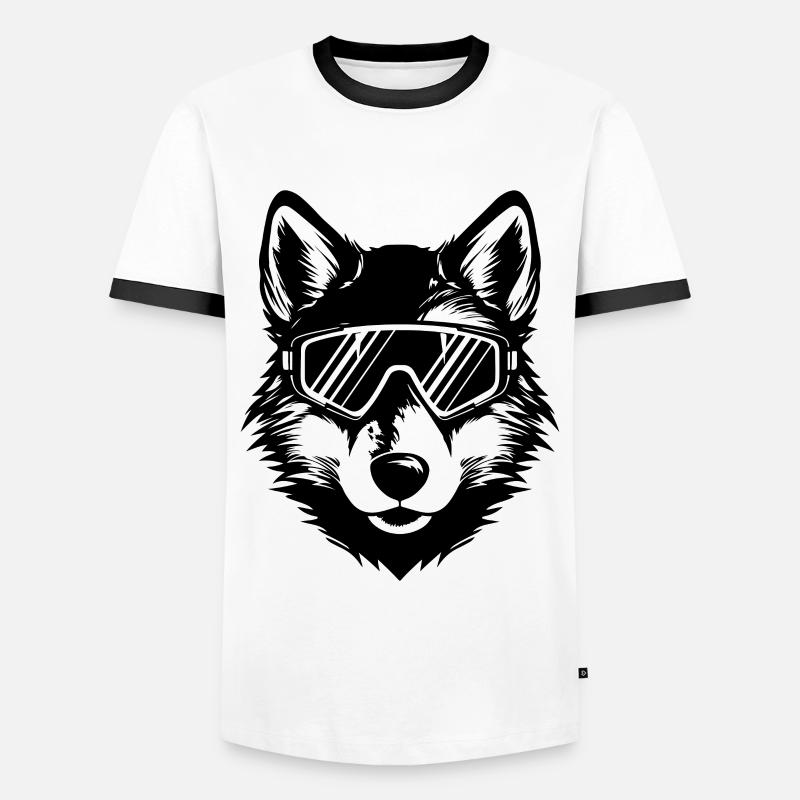 Wolf Ski Goggles - Men's Ringer Shirt - white/black