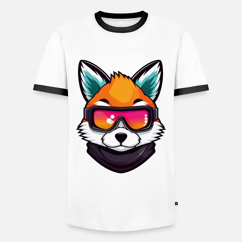 Fox Ski Goggles Comic - Men's Ringer Shirt - white/black