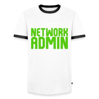 Programmer Network Administrator - Men's Ringer Shirt - white/black - Front - AI Model Female 172 light (172cm) & AI Model Male 178 dark (178cm)