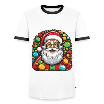 Santa Claus Christmas Santa - Men's Ringer Shirt - white/black - Front - AI Model Female 172 light (172cm) & AI Model Male 178 dark (178cm)