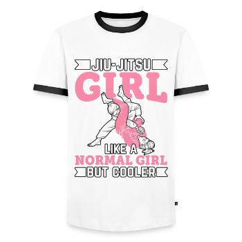 Fille de Jiu-Jitsu comme une fille normale mais plus cool - T-shirt contrasté Homme - blanc/noir - Devant - AI Model Female 172 light (172cm) & AI Model Male 178 dark (178cm)
