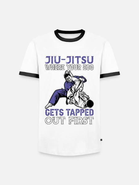 Jiu-Jitsu, jossa egosi napautetaan ensin - Miesten kontrastipaita - valkoinen/musta