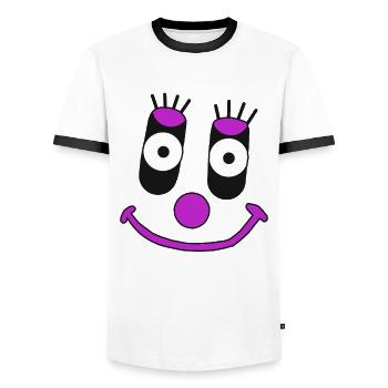 Gefühle Emotionen Gesicht freundlich nett Clown - Männer Kontrast-T-Shirt - Weiß/Schwarz - Vorne - AI Model Female 172 light (172cm) & AI Model Male 178 dark (178cm)