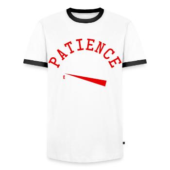 Impatient Impatience Patience - Men's Ringer Shirt - white/black - Front - AI Model Female 172 light (172cm) & AI Model Male 178 dark (178cm)