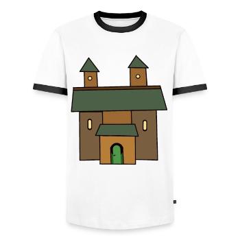 Château, Moyen Âge, Chevaliers, Château, Conte de fées, Forteresse - T-shirt contrasté Homme - blanc/noir - Devant - AI Model Female 172 light (172cm) & AI Model Male 178 dark (178cm)