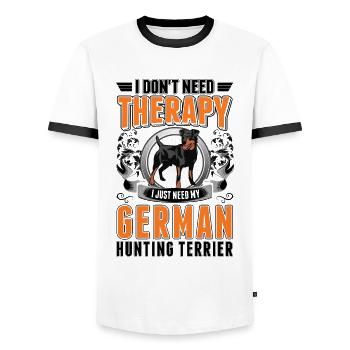 German Hunting Terrier Therapy - Men's Ringer Shirt - white/black - Front - AI Model Female 172 light (172cm) & AI Model Male 178 dark (178cm)