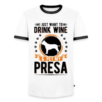 Presa Canario and Dogo Canario wine - Men's Ringer Shirt - white/black - Front - AI Model Female 172 light (172cm) & AI Model Male 178 dark (178cm)