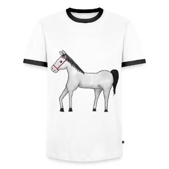 Ross, Stallion, Horse, Horse Fool, Rider, Horse, Horse - Men's Ringer Shirt - white/black - Front - AI Model Female 172 light (172cm) & AI Model Male 178 dark (178cm)