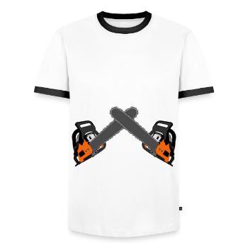 Tronçonneuse Day Tronçonneuse - T-shirt contrasté Homme - blanc/noir - Devant - AI Model Female 172 light (172cm) & AI Model Male 178 dark (178cm)