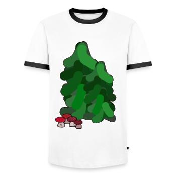 October Autumn Forest Fir Trees Toadstools Mushrooms - Men's Ringer Shirt - white/black - Front - AI Model Female 172 light (172cm) & AI Model Male 178 dark (178cm)