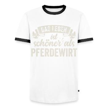 Lustige Pferdewirt Pferde Reiten Spaß Tierpflege - Männer Kontrast-T-Shirt - Weiß/Schwarz - Vorne - AI Model Female 172 light (172cm) & AI Model Male 178 dark (178cm)
