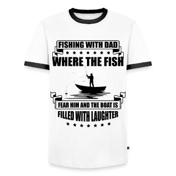 Angeln Papa Papa Fischer Childern Lustiger Fisch So - Männer Kontrast-T-Shirt - Weiß/Schwarz - Vorne - AI Model Female 172 light (172cm) & AI Model Male 178 dark (178cm)