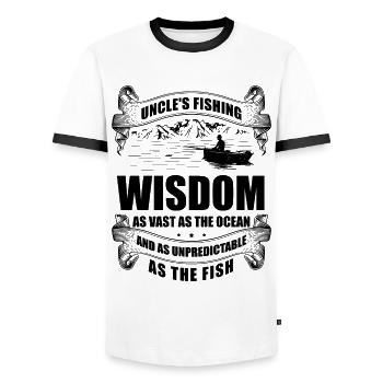 Fishing Uncle Fisherman Uncles Funny Fish Perfect - Men's Ringer Shirt - white/black - Front - AI Model Female 172 light (172cm) & AI Model Male 178 dark (178cm)