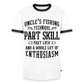 Pêche Oncle Pêcheur Oncles Drôle Poisson Parfait - T-shirt contrasté Homme - blanc/noir - Devant - AI Model Female 172 light (172cm) & AI Model Male 178 dark (178cm)