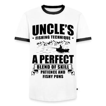 Pêche Oncle Pêcheur Oncles Drôle Poisson Parfait - T-shirt contrasté Homme - blanc/noir - Devant - AI Model Female 172 light (172cm) & AI Model Male 178 dark (178cm)
