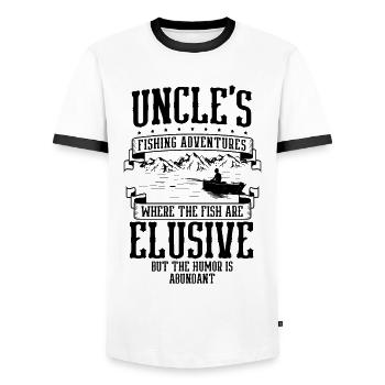 Pêche Oncle Pêcheur Oncles Drôle Poisson Parfait - T-shirt contrasté Homme - blanc/noir - Devant - AI Model Female 172 light (172cm) & AI Model Male 178 dark (178cm)
