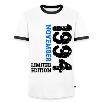 1994 November Limited Edition 29. Geburtstag Deko - Männer Kontrast-T-Shirt - Weiß/Schwarz - Vorne - AI Model Female 172 light (172cm) & AI Model Male 178 dark (178cm)