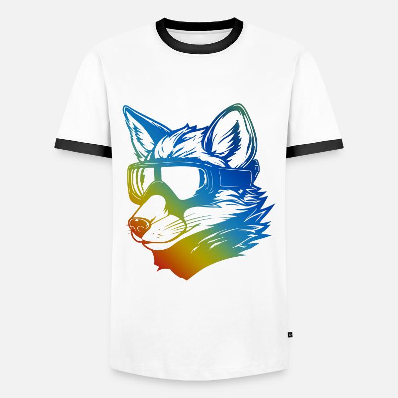 Fuchs Snowboard Ski Brille Bunt - Männer Kontrast-T-Shirt - Weiß/Schwarz