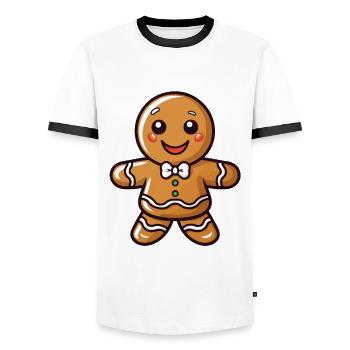 Cuisson des biscuits au pain d’épice de Noël - T-shirt contrasté Homme - blanc/noir - Devant - AI Model Female 172 light (172cm) & AI Model Male 178 dark (178cm)