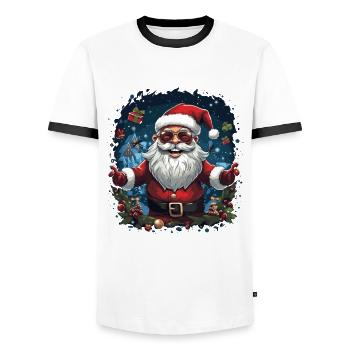 Funny Santa Claus for Christmas - Men's Ringer Shirt - white/black - Front - AI Model Female 172 light (172cm) & AI Model Male 178 dark (178cm)