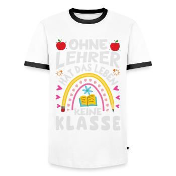 Ohne Lehrer hat das Leben keine Klasse - Männer Kontrast-T-Shirt - Weiß/Schwarz - Vorne - AI Model Female 172 light (172cm) & AI Model Male 178 dark (178cm)