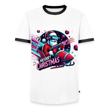 Joyeux Noël Père Noël - T-shirt contrasté Homme - blanc/noir - Devant - AI Model Female 172 light (172cm) & AI Model Male 178 dark (178cm)