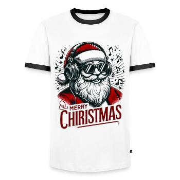 Merry Christmas Christmas Santa Claus - Men's Ringer Shirt - white/black - Front - AI Model Female 172 light (172cm) & AI Model Male 178 dark (178cm)